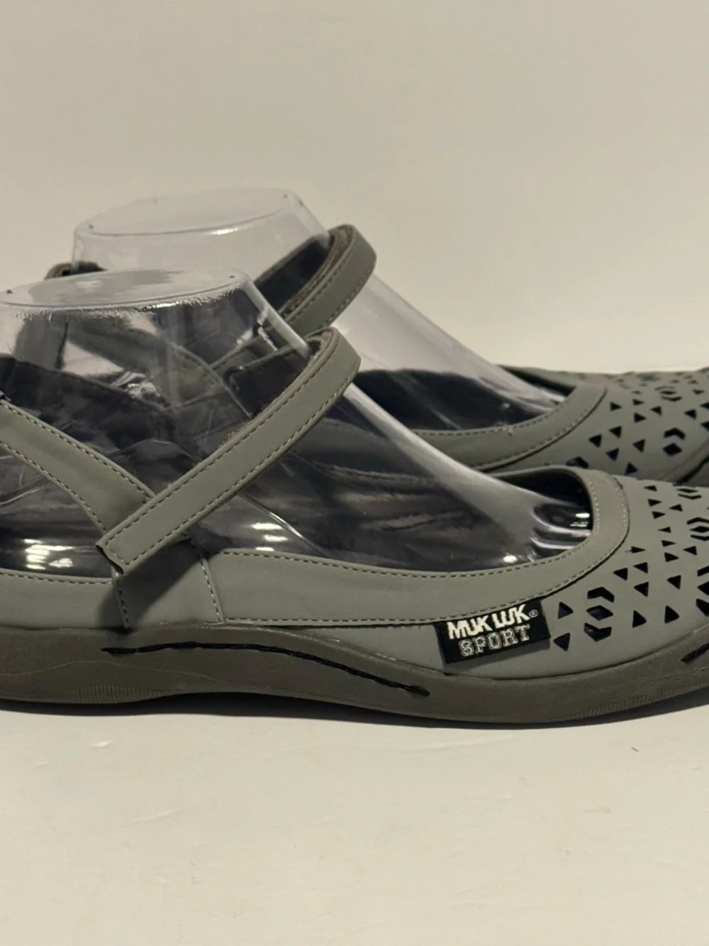 MUK LUKS Women's Size 9 Mary Jane Gray & Black Slide On Shoe